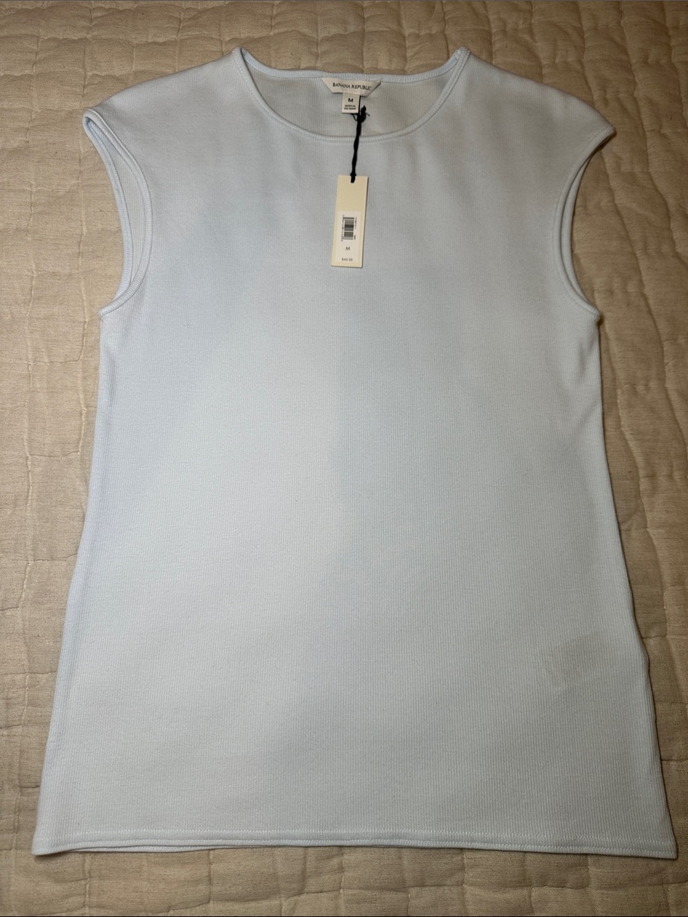 Banana Republic Light Blue Sleeveless Knit Shell